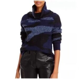 AQUA Navy and Black Cowl Neck Sweater, Small